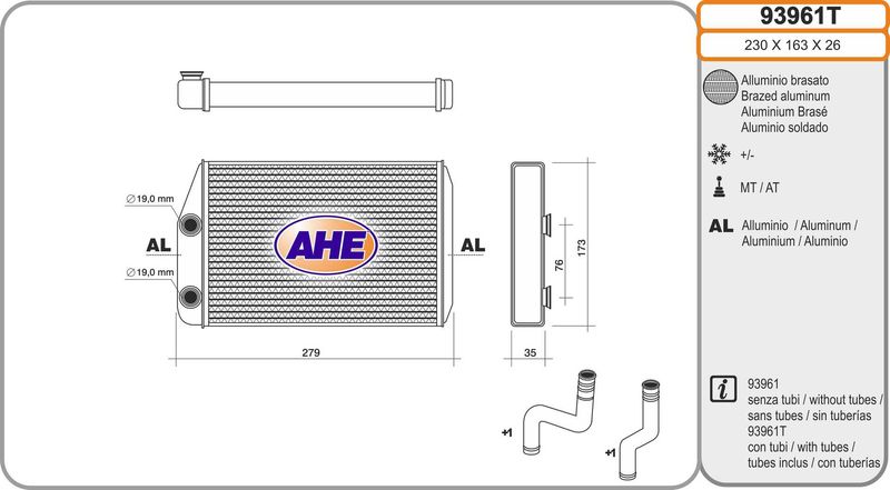 AHE Scambiatore calore, Riscaldamento abitacolo 93961T