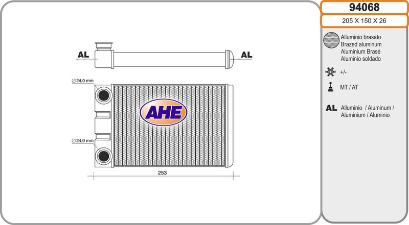 AHE Scambiatore calore, Riscaldamento abitacolo 94068