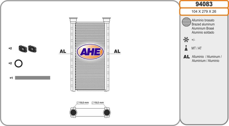 AHE Scambiatore calore, Riscaldamento abitacolo 94083