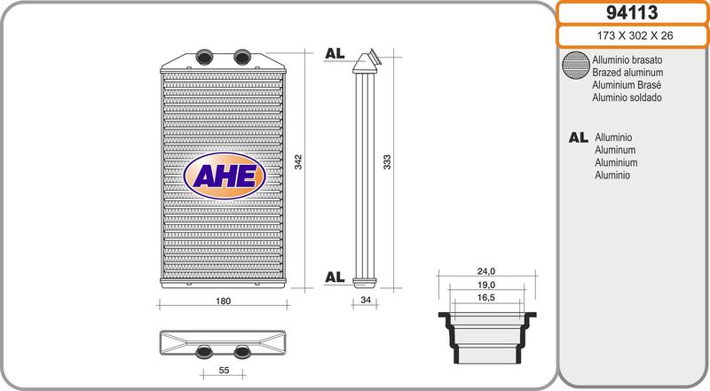 AHE Scambiatore calore, Riscaldamento abitacolo 94113