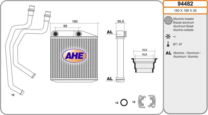AHE Scambiatore calore, Riscaldamento abitacolo 94482
