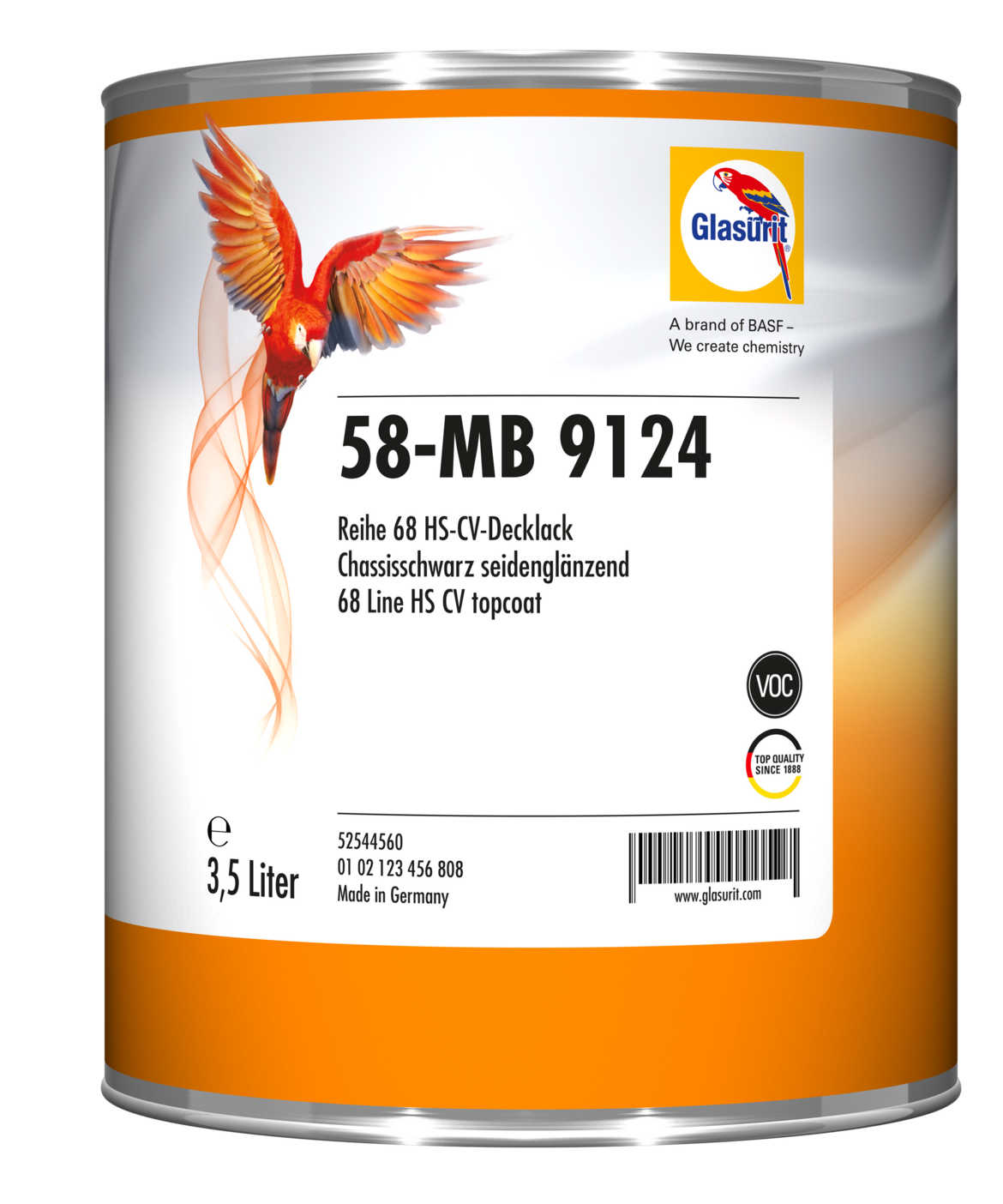 Glasurit 58-MB 9124 Smalto per CHASSIS 2K satinato VOC S58 Nero chassis 3,5L