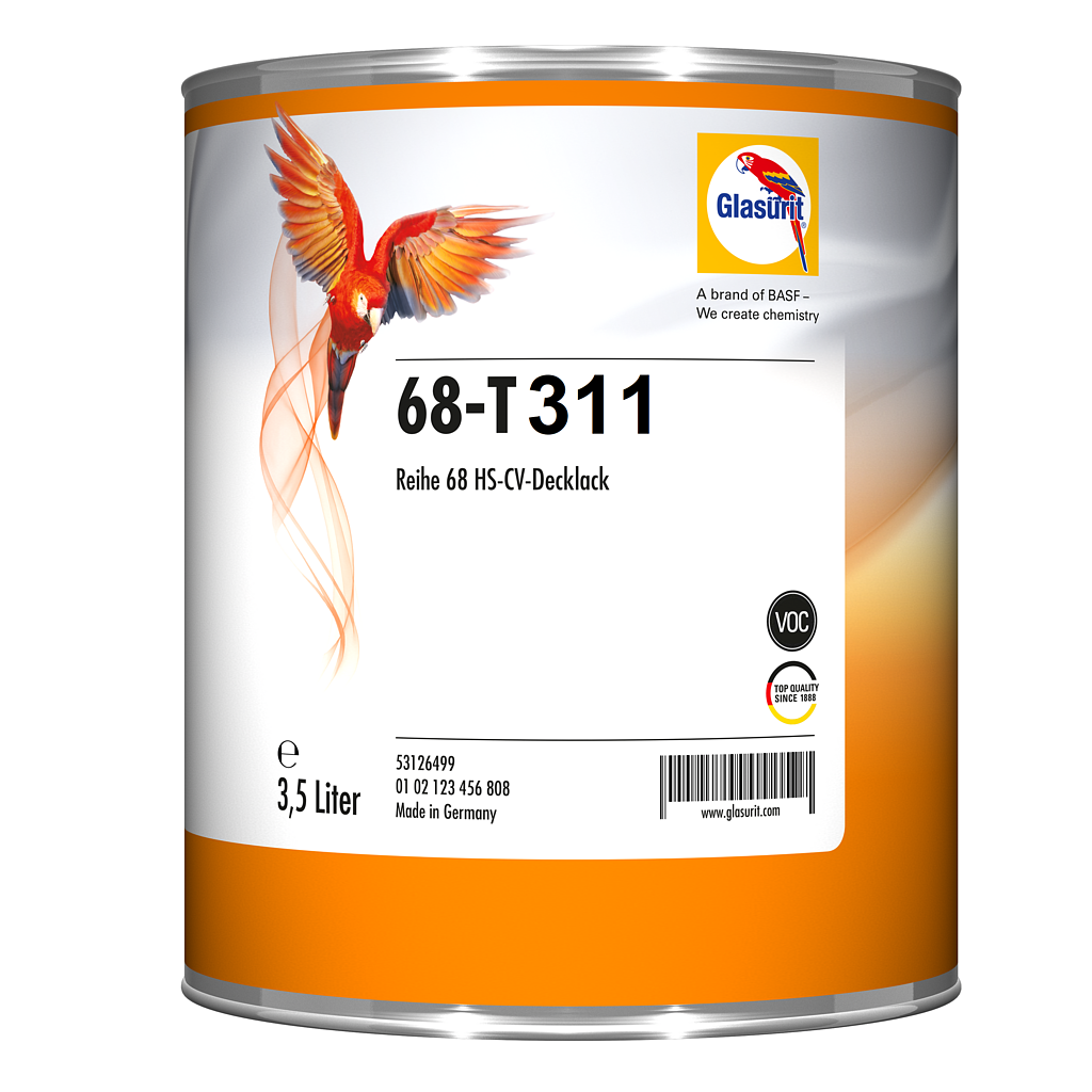 Glasurit 68-T 311 Smalto HS 2K Pastello Lucido Diretto VOC Serie 68 rosso ossido 3,5L
