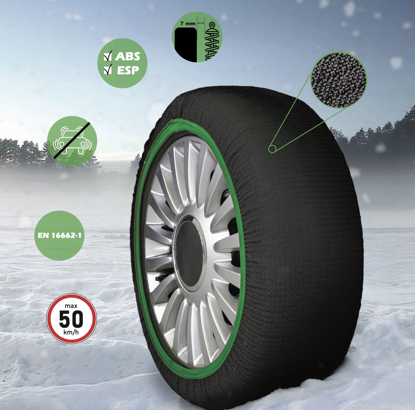 235/60 R16 CALZE DA NEVE PER AUTO OMOLOGATE EN 16662-1 Taglia XL PRASCO SN2000104