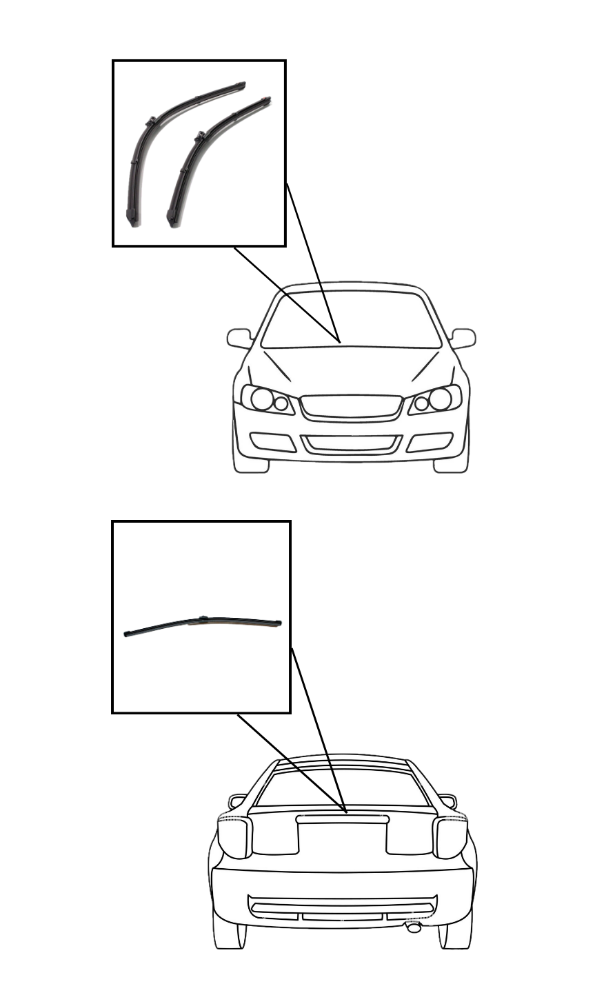Kit Spazzole Tergi Completo Anteriore + Posteriore Struttura ad Archetto RENAULT - SCENIC (X-MOD) - Mod. 04/09 - 12/11